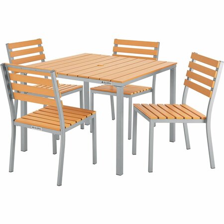 Global Industrial Stackable Outdoor Dining Armless Chair, Tan, 4PK 436986TN